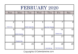 Full List Of February Holidays 2020 For Usa Uk Canada Other Countries In 2020 Jewish Holiday Calendar Holiday Calendar Printable Calendar