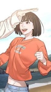 viral hit, highres, 1girl, brown eyes, brown hair, gaeul (viral hit), long  hair, open mouth, red shirt, shirt, shorts, smile, solo - Image View - |  Gelbooru - Anime Art & Hentai