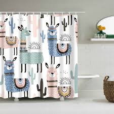 Seamless Llama Cactus Shower Curtain Cute Animal With Cactus Bathroom Decor Kid Bathroom Decor Bathroom Decor Themes Cactus Shower Curtain