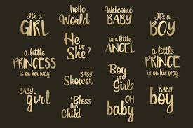 This gorgeous printable is that and more. Baby Shower Gold Foil Word Art By Happynews Thehungryjpeg Com