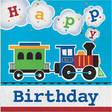 All Aboard The Train Happy Birthday Lunch Napkins Birthday Napkins Trains Birthday Party Train Birthday