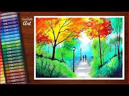 Nature Drawing With Oil Pastels Colorful Trees In Autumn Season Painting Very Easy Step By Step Youtube Oil Pastel Art Oil Pastel Paintings Oil Pastel