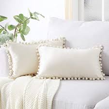 Cuscini lunghezza 50 cm larghezza 50 cm per sedie. Amazon Com Top Finel Lumbar Throw Pillow Covers With Pom Poms Soft Particles Velvet Solid Cushion Covers Throw Pillows Lumbar Throw Pillow Throw Pillow Covers