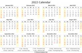 2022 calendar printable whenisholidays net