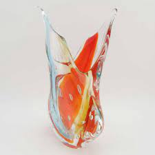 Murano Sommerso Vase Venetian Sunrise Unique Glass Vases Murano Glass Vase Glass Glass Art