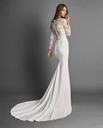 2018 Alma Novia Collection Reflejo Mermaid Style Crepe And Lace Wedding Dress With Long Sleeves Long Sleeve Wedding Dress Lace Bridal Dresses Wedding Dresses