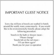 Towel Conservation Notice Hotel Towels Hotel Small Hotel Room