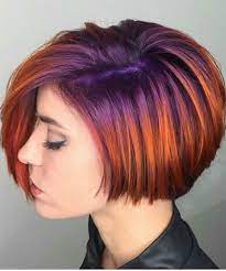 Attractive Purple And Orange Short Layered Hair Styles 2019 For Women Hair And Comb Short Hair Color Hair Styles Short Hair Styles
