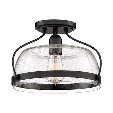 Quoizel Henderson 12 5 In Black Farmhouse Semi Flush Mount Light Lowes Com Semi Flush Mount Lighting Light Fixtures Flush Mount Semi Flush Ceiling Lights