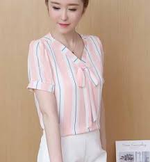 Blouse wanita koleksi blouse terkini / fesyen blouse wanita terkini motif garis cm778 : Supplier Baju Import Online Eveshopashop