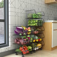Maybe you would like to learn more about one of these? 201 Stainless Steel Multi Layer Household Kitchen Storage Basket Vegetable Shelf Floor Stand With Wheels Storage Rack Punch Free Eglobalgo