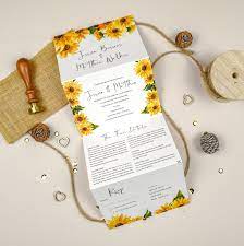 Wedding Invitation Concertina Wedding Invite Wedding Etsy Tri Fold Wedding Invitations Sunflower Wedding Invitations Sunflower Wedding