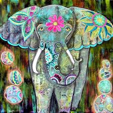 Large Boho Floral Elephant Painting Spiritual Decor Original Etsy Elephant Painting Boho Painting Elephant Art