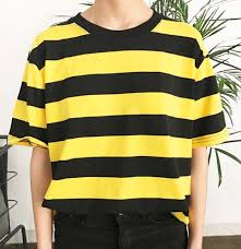 Black And Yellow Stripes Shirt Retro Yellow Black Striped Tee Korean Street Fashion Fashion Casual Style Outfits