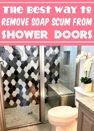 How To Remove Soap Scum From Shower Door The Best Bathroom Cleaning Hack Ever Diy Cleaning Products Homemade Disinfecting Wipes Shower Doors