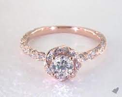 14k Rose Gold Twisted Pave Halo Engagement Ring In 2021 Pave Halo Engagement Ring Round Engagement Rings Rose Gold Engagement Rings Sale