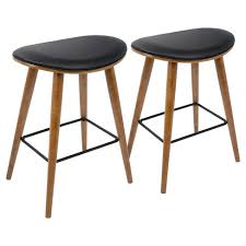 Made with a leather seat, this stool is resistant to peeling, cracking, or sagging and has a luxurious look and feel. Set Of 2 26 Saddle Counter Height Barstools With Faux Leather Lumisource Target