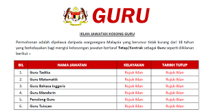 Sekarang kami membuka jawatan kosong dengan banyak jawatan yang harus anda isi. Jawatan Kosong Guru Kelayakan Spm Diploma Ijazah Ejawatankini Com