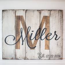 Last Name With Est Date Rustic Wooden Sign Made From Reclaimed Pallet Wood Pallet Art Pallet Crafts Painted Signs