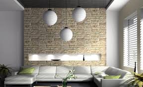 A contemporary living room with a whitewashed red brick wall for a nonchalant feel and a modern shelf on it. 20 Living Room Designs With Brick Walls