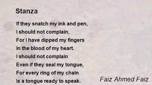 How many stanzas are in a poem? Stanza Poem By Faiz Ahmed Faiz Poem Hunter