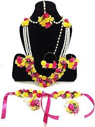 Contact fresh flower jewellery for baby shower on messenger. Buy Naazz Flower Jewellery Set For Haldi Baby Shower Mehndi Godbharai Designer Yellow And Pink Paper Set For Women And Girls Features Price Reviews Online In India Justdial