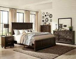 Popular bedroom set designs have beds, cabinets, side tables, storage sections, etc. New Traditional Farmhouse Dark Brown Bedroom Furniture 5pcs King Bed Set Ia6j Ebay