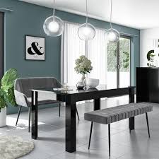 These products come with adjustable features such as varying heights and cushioning so that you can comfortably sit on them. Grey Velvet Dining Bench With Black Legs And High Back Seats 2 Logan Furniture123