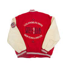Vintage 90s Guess Varsity Letterman Jacket Leather Sleeves Big Logo Spell Out 90s Retro Jacket Red Denim Jacket Varsity Letterman Jackets