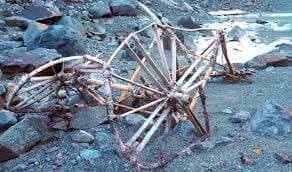 A melting glacier in the Swiss Alps has surrendered a bizarre secret: a  lightweight, two-wheeled vehicle crafted entirely from bamboo and rope. On  November 2, a hiker trekking across the Splügen Pass
