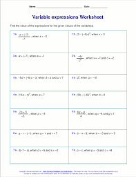 A wide variety of algebra worksheets that teachers can print and give to students as classwork or homework. Free Worksheets For Evaluating Expressions With Variables Grades 6 8 Pre Algebra And Algebra 1
