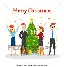 Free christmas party clipart 28 collection of christmas party. People Have Fun On The Office Christmas Party Clip Art K62134309 Fotosearch