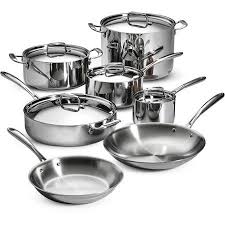 Tramontina 12 Piece Tri Ply Clad Stainless Steel Cookware Set With Glass Lids Walmart Com Cookware Set Stainless Steel Cookware Set Cookware Sets