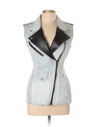 details about maison martin margiela women blue leather jacket 42 eur