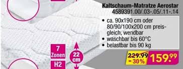 Möbel höffner ist mit 23 einrichtungszentren und dem großen onlineshop der vollservicehändler für möbel und küchen in deutschland. Kaltschaum Matratze Aerostar Angebot Bei Mobel Boss