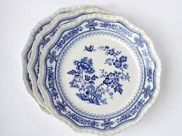 Ensemble De 3 Assiettes Vintage Porcelaine Anglaise Etsy Vintage Ironstone Blue Home Decor Vintage