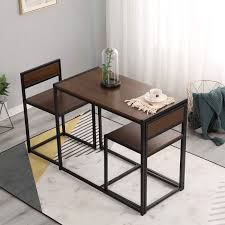 (his mom's) i love it, i'd never seen a set with cutouts before. Bheu Ld Ct01wnt Sogesfurniture Retro Dining Table And 2 Chairs Set In Black Metal Frame Compact Nesting Coffee Table Kitchen Dining Room Furniture Space Saving Dining Room Sets Home Kitchen Clinicadelpieaitanalopez Com