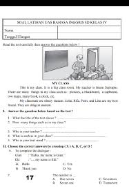Soal Dan Jawaban Latihan Pas Bahasa Inggris Kelas 4 Semester 1 Kumpulan Soal Pts Pas Pat Ukk Akm Ujian Sekolahwahana Info