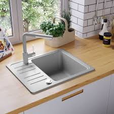 Evier De Cuisine En Granit Bac Unique Gris