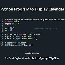 In This Program Youll Learn How To Display Calendar Using Python Function Python Has A Built In Function A Cal Python Programming Python Computer Programming
