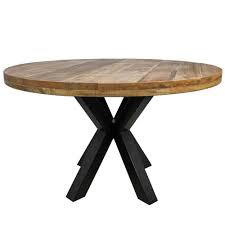 Die richtige größe für runde und lange tische. Runder Esstisch Basel Aus Mangobaum Massivholz Und Metall Im Loft Design