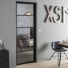 Bloc Porte Laquee Noir Chloe Artens H 204 X L 83 Cm Glass Doors Interior Doors Interior Crittal Doors
