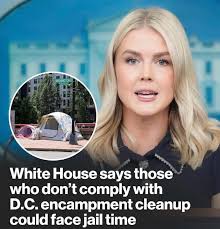 🚨 TRUMP WHITE HOUSE SAYS: COMPLY WITH D.C. ENCAMPMENT CLEANUP OR FACE JAIL  🚨 President Donald Trump's administration is cracking down
