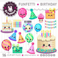 Funfetti Birthday Kawaii Clip Art Cute Birthday Clipart Etsy Birthday Clipart Clip Art Birthday