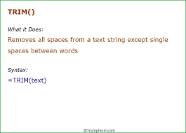 We'll be looking at what trim does and when you might use it in the rest of this post. How To Use Excel Trim Function To Remove Spaces And Clean Data