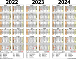 In addition to providing a fresh start, a new calendar can keep you organiz. 2022 2024 Three Year Calendar Free Printable Pdf Templates