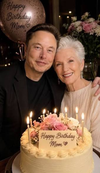 Elon Musk with mother birthday 🎂