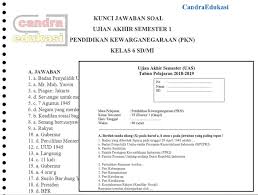 Soal Uas Pkn Kelas 6 Semester 1 Dan Kunci Jawaban Contoh Materi Pendidikan