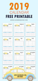 2019 Calendar Free Printable Car Themed Design With Reminders 2019 Calendar Printable Day Planner Free Printables