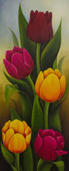 Tulips Ii Flower Painting Canvas Flower Art Drawing Tulips Art